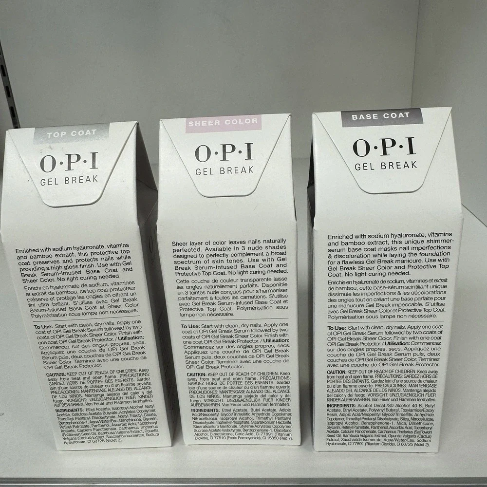 OPI Gel Break 123 Treatment System Base Coat+ Properly Pink Color + Top Coat